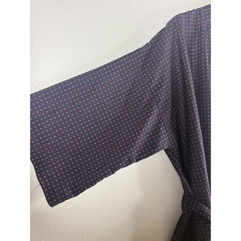 Christian Dior Monsieur Vintage Navy Blue Robe Red Paisley Dot One Size Men's